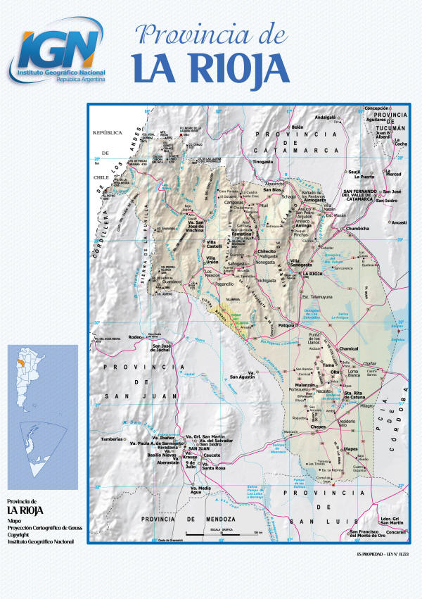 Mapa de la Provincia de La Rioja indicando rutas de acceso y la ubicación del Parque El Chiflón.